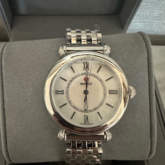 Michele Caber Watch 35mm Silver